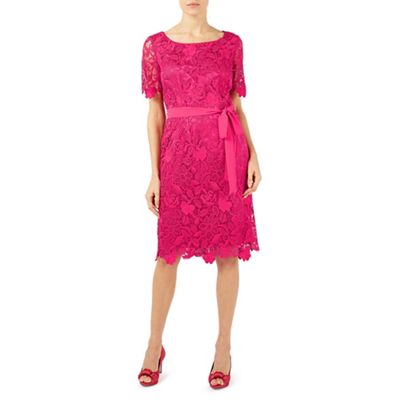 Pright pink flower lace shift dress